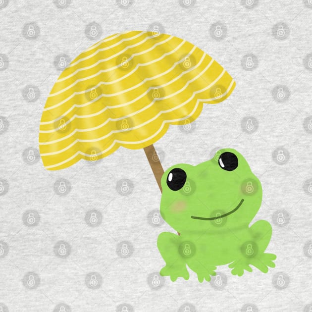 Frog under beach umbrella by Becky-Marie